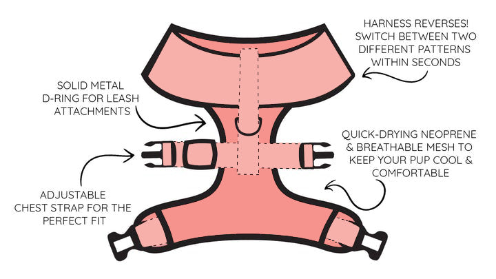 Dog Reversible Harness - One Hot Pupperoni
